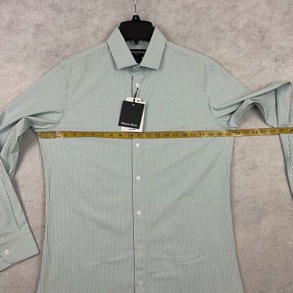 Mizzen Main Leeward Dress Shirt Mens Medium Trim Nile Blue Stripe Button Down - Picture 6 of 11